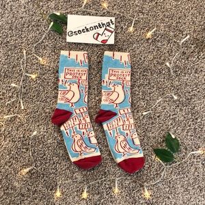 Bird This is my protest sock Red White Socks Women's Girl's Snarky Funny Blue Q